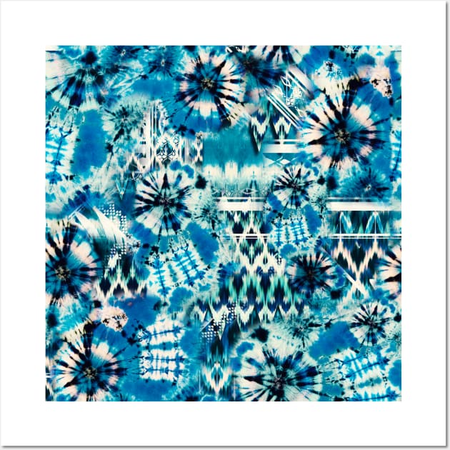 Aqua Summer Tie Dye Batik Wax Tie Die Print Wall Art by podartist